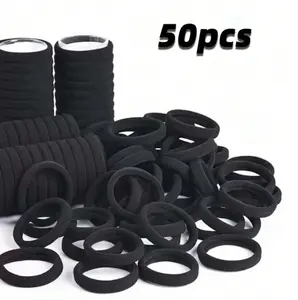 50pcs Women's Black, Fashionable Simple,High Elasticity Hair Scrunchies Hair Ties, Suitable For Everyday Use And Gift Giving Hair Ties Ponytail Holders Hair Elastics Hair Rope, Hair Bobbles ,