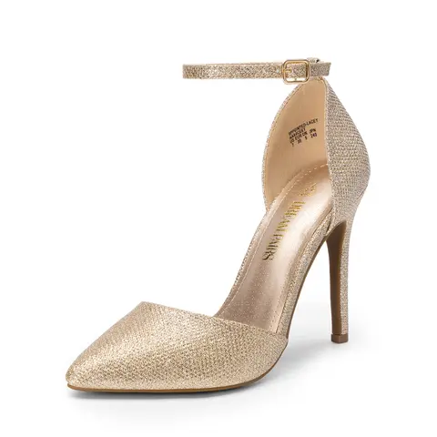 Dream Pairs Women's Footwear - 4 In Classy Heels, Pointed-Toe Adjustable Strap Ankle Shoes, Comfortable Stilettos for Weddings, Going Out Look Special Occasions