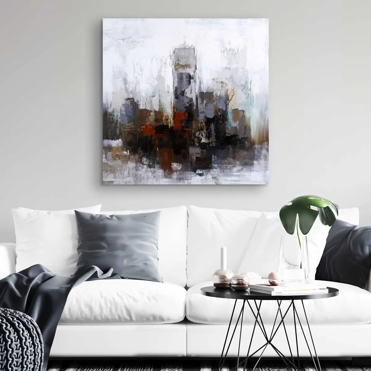 212 MAIN 32x32 in. Contemporary Obscure Cityscape Artistic Hanging Wall Art Photo Print - Home Decor Accent, Artwork, Room Aesthetic Piece