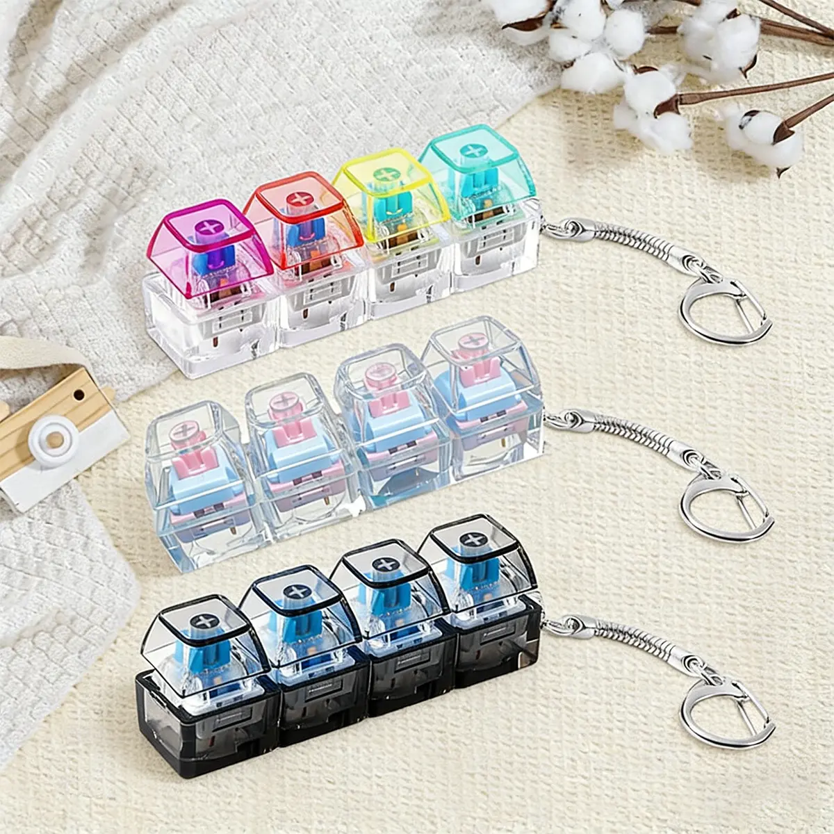 Car Interior Decoration LED Lights Keychain Fidget Clicker - Backlit, Loud/Silent Modes, Portable Anxiety Decompression Stress Toy for Adults