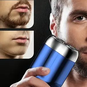 Electric Rotary Mini Compact Size Shaver, Rechargeable Design, Dual Blade Efficient Trimming, USB Charging, Father's Day Practical Gift