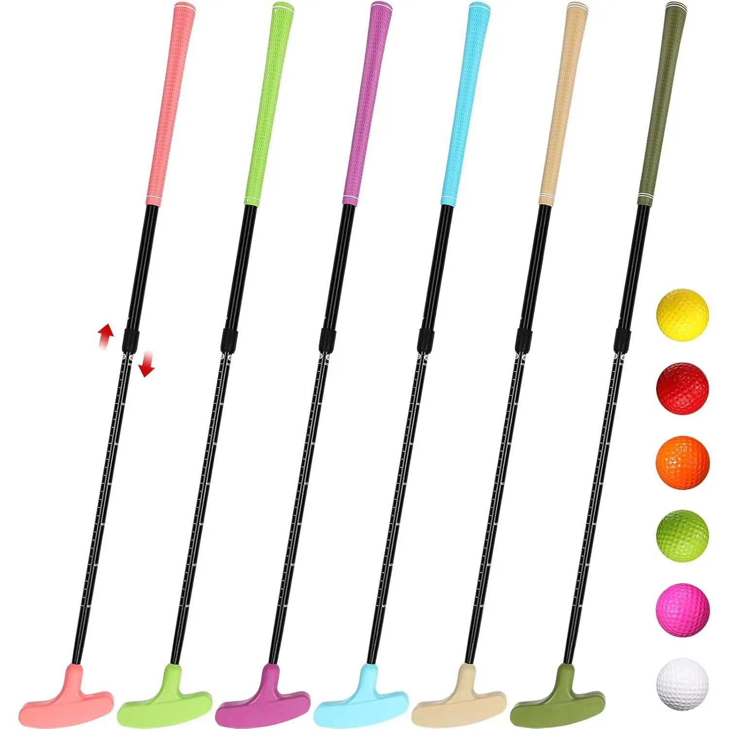 6 Set Golf Putters for Men and Women Two Way Mini Golf Putter with 6 Golf Balls  Putter Bulk for Right or Left Handed Golfers Adjustable Length Golf Clubs Set