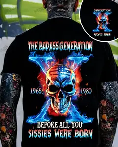 Generation X The Badass GenX Custom Year Skull T-shirt For Woman and Men