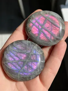 Labradorite Palm Stone – Gold, Purple, & Pink Flash, Intuitive Pick
