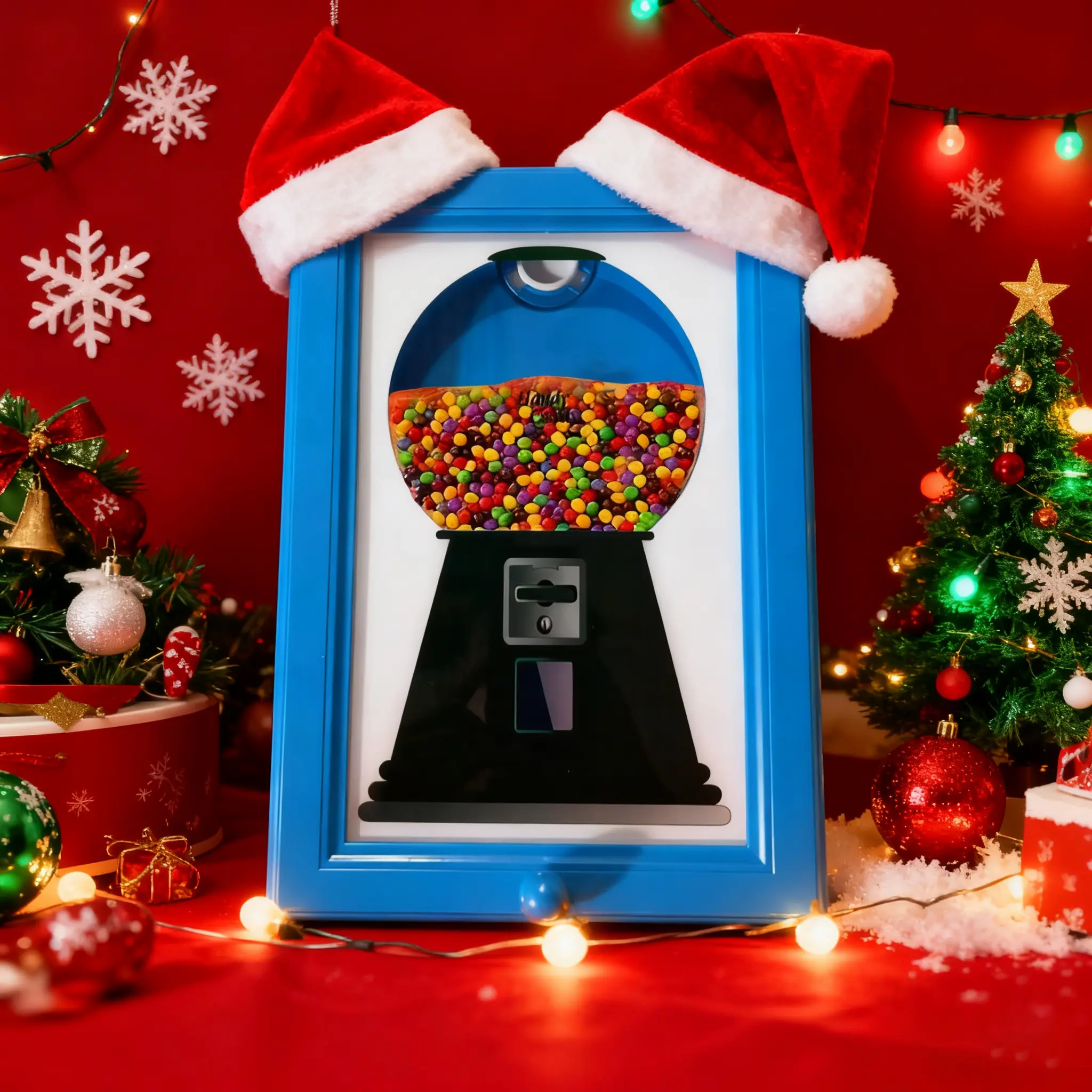 Rectangular Art Deco Candy Dispenser Photo Frame - Wall-Hanging Lollipop Machine, Colorful Home & Festive Party Decor for Kids (Kitchen, Room Gift for Valentine's Day)