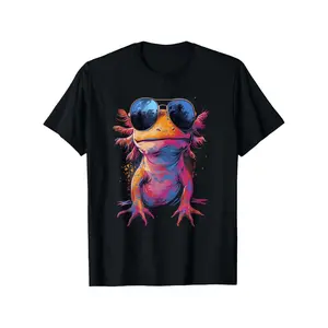 Cool T-Shirt Retro Colorful Axolotl Art with Glasses - Cute Axolotl Tee Boys T-Shirt Ages 8 to 12 New Year Gift, Birthday Gift