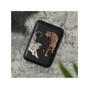 Luxurious Tiger Pattern Faux Leather Magnetic Card Holder For IPhone 16, 15, 14, 13, 12 Pro Max - Secure Slot For 1-2 Cards, Built-In Security Pocket, Stylish Orange With Black & White Tiger Design, IPhone Wallet Attachment |     Tiger Print Design |
