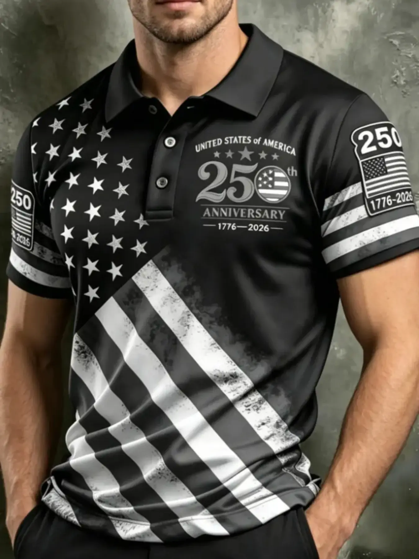 USA 250th Anniversary Casual Polo Shirt, American Flag 1776–2026 Patriotic Polo,2026 Father's Day Gift, United States Eagle Independence Day Appare