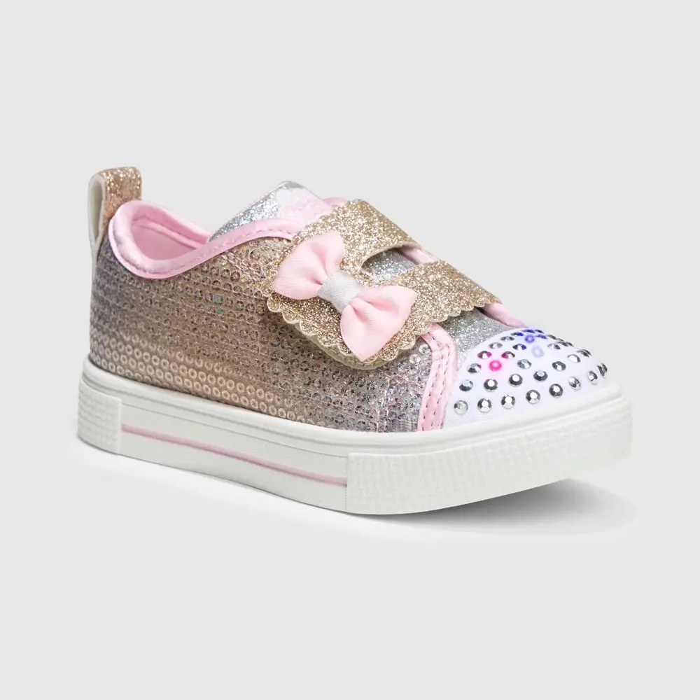 S Sport by Skechers Toddler Lexie Light-Up Sneakers - Sequin & Bow Detail, Kid Shoes, Toddler Walking Sneakers