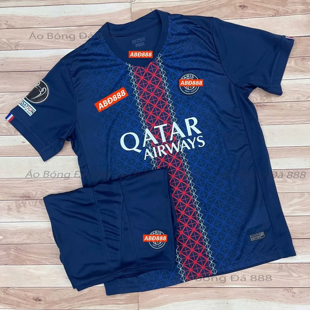 Paris Navy Red Soccer Kit 25/26, Premium Thai Mesh Jersey & Shorts Set