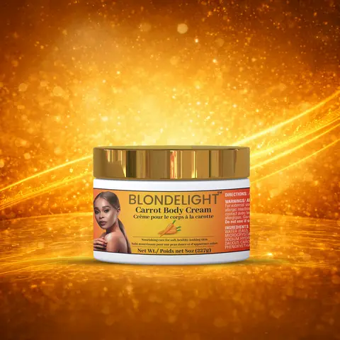 BLONDELIGHT Silky Smooth Carrot Body Cream Moisturizer - 8 oz/227g, Single Adult Daily Whole Body Care, Deep Hydration for Thirsty Skin, Nourishing, Fast-Absorbing, Softens Rough Skin, Glow-Support Care