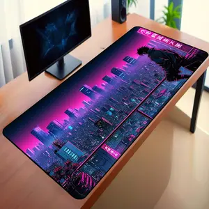 Cyberpunk Japan City Mouse Pad, Anime Aesthetics, XXL, Cute Desk Mat, Vaporwave Gaming MousePad, Kawaii Extra Large Gaming Mouse Mat.