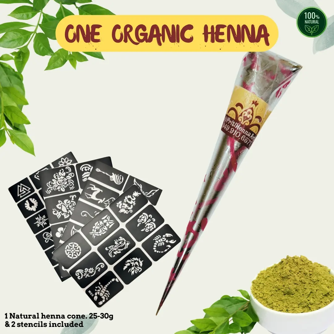 Natural Henna Cone Temporary Tattoo Kit for Arm Application