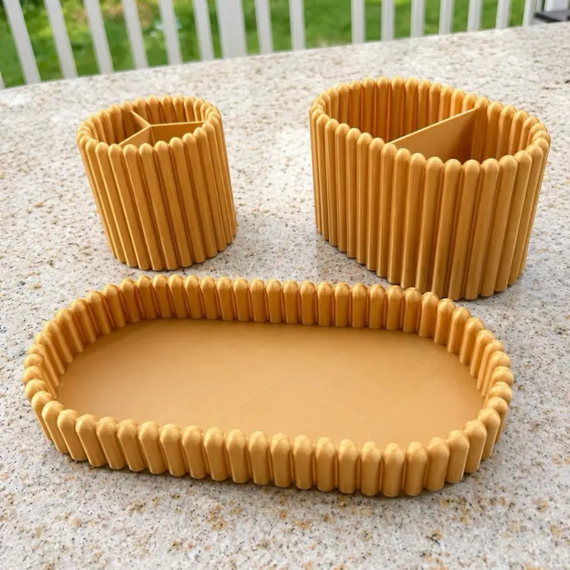Ribbed Drawer Organizer Set - 4-Piece Storage Bins for Makeup, Jewelry, Home Organization