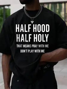 Men's Casual Letter Print Round Neck Tee, Regular Fit Short Sleeve Crew Neck T-Shirt for Daily Wear, Casual Streetwear Top, Casual Fashion Summer Top for Men