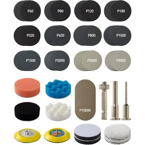 143 PCS Drill Polishing Kit, 3 Inch Sanding Disc Headlight Restoration Kit 60 to 10000 Grit Buffing Pads for Car Sanding, Waxing, Buffing, Scouring, Cleaning