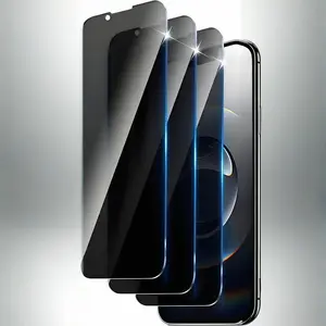 3 Privacy Ceramic Smartphone Screen Protectors for iPhone 15 Pro Max/15 Pro, Full Coverage, Anti-Fingerprint, Anti-Glare, Compatible with iPhone 15