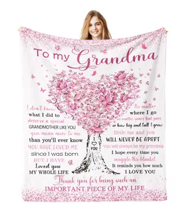 BARLEY ONE Mother's Day Gift, Grandma Nana Gigi Mimi Gifts, Unique Grandma Birthday Gifts from Grandkids, Best Grandma Blanket for Mothers Day, Flannel Nap Blanket, Perfect for Weddings, Mother's Day, Valentine's Day, Birthday Gift, Unique Memory Gift