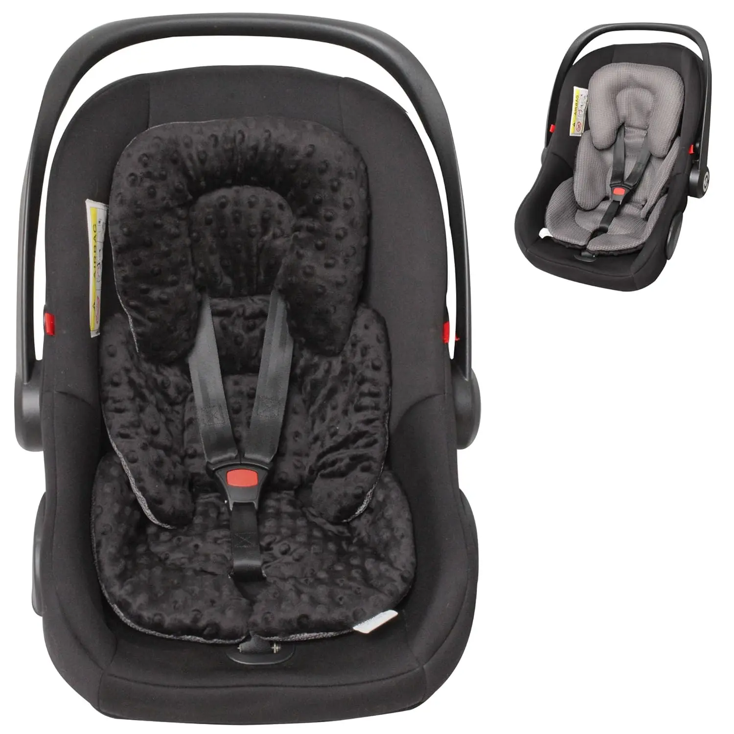2-in-1 Reversible Baby Car Safety Seat Cushion for Newborn Toddlers Head Body Support Suitable for Car Seats Strollers Rocking Chairs Bouncers Black