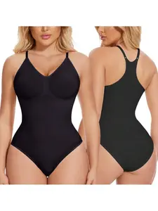 VYNCE Racerback Shapewear Bodysuits For Women Tummy Control Abdomen Compression Body Shaper Tank Top Seamless Underwear V-Neck Undershirts Shirts Lingerie Vest Spaghetti Strap Sleeveless