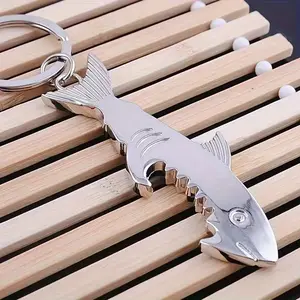 Shark Shaped Beer Bottle Opener, 1 Count Creative Stainless Steel Bottle Cap Remover, Bottle Opener Keychain for Home Kitchen Party Picnic, Utensils