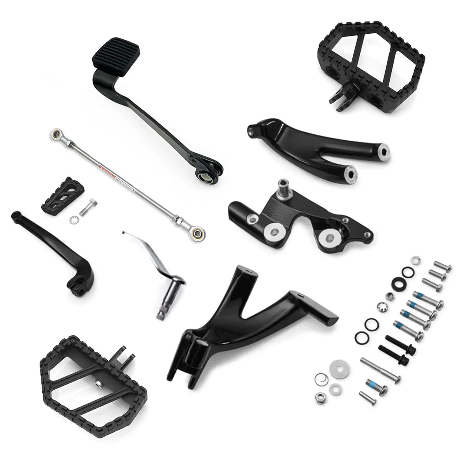 Gloss Black Aluminum Alloy Standard Forward Control MX Mini Footboards, Motorbike Footrest Motorcycle Parts Accessories For Harley Softail Street Bob FXBB 114/FXBBS, Low Rider FXLR 107/FXLRS 117 (2018-Up), Motor Parts Accessories, All Necessary Mounting H