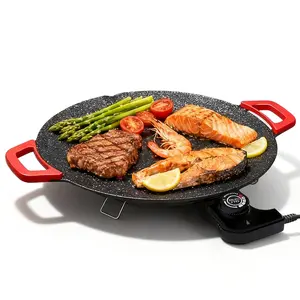 Adjustable Electric Korean Grill, Fast Heating Multi-Functional Griddle for Indoor BBQ, Family Meals, Breakfast, Party & Mexican Tortilla portable comal home Temperature Skillet Pan korean bbq grill