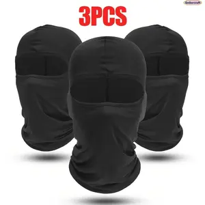 Embercraft 3 Pieces Quick-dry Balaclava Sports Full Face Mask Soft Breathable Beanies for Cycling Helmet Liner Running Hiking Fishing Hood Caps