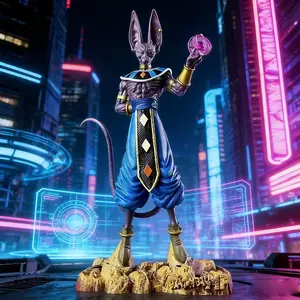 1PC Dragon Ball Beerus Statue, Cat God of Destruction, Scene Base Collectible Model，Dragon Ball Super Beerus Action Figure, Standing Pose, Universe God of Destruction Collectible，Desktop Anime Decoration, Craft Figurine