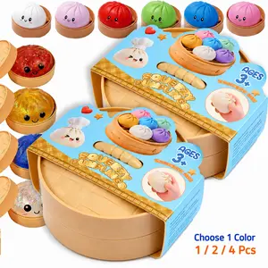 Glitter Dumpling Squishy Toys – Party Favor Gifts for Kids, Cute Sensory Squeeze Squishies for Stress Relief, Birthday Party Supplies, Random Color Surprise, 1/2/4 Pcs Pack