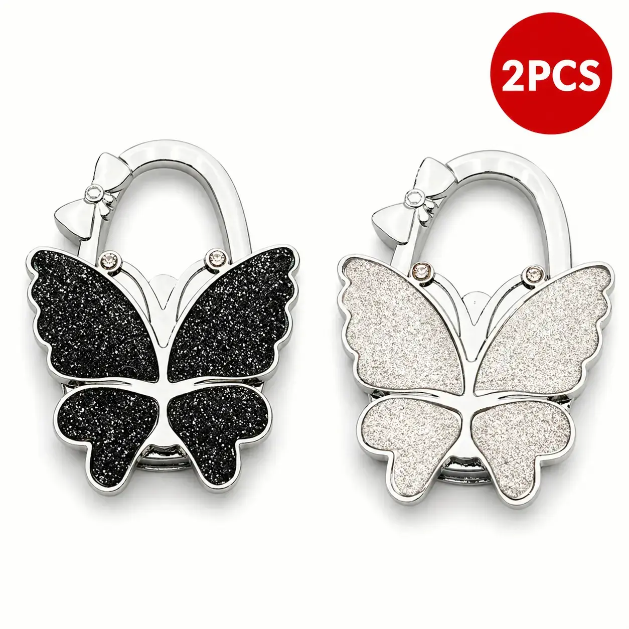 2PCS Butterfly Foldable Purse Hook for Table, Portable Handbag Hanger Holder, Lightweight Folding Bag Stand, Anti-Theft Desk Bag Hook for Restaurants, Travel, Office & Daily Use Accessories