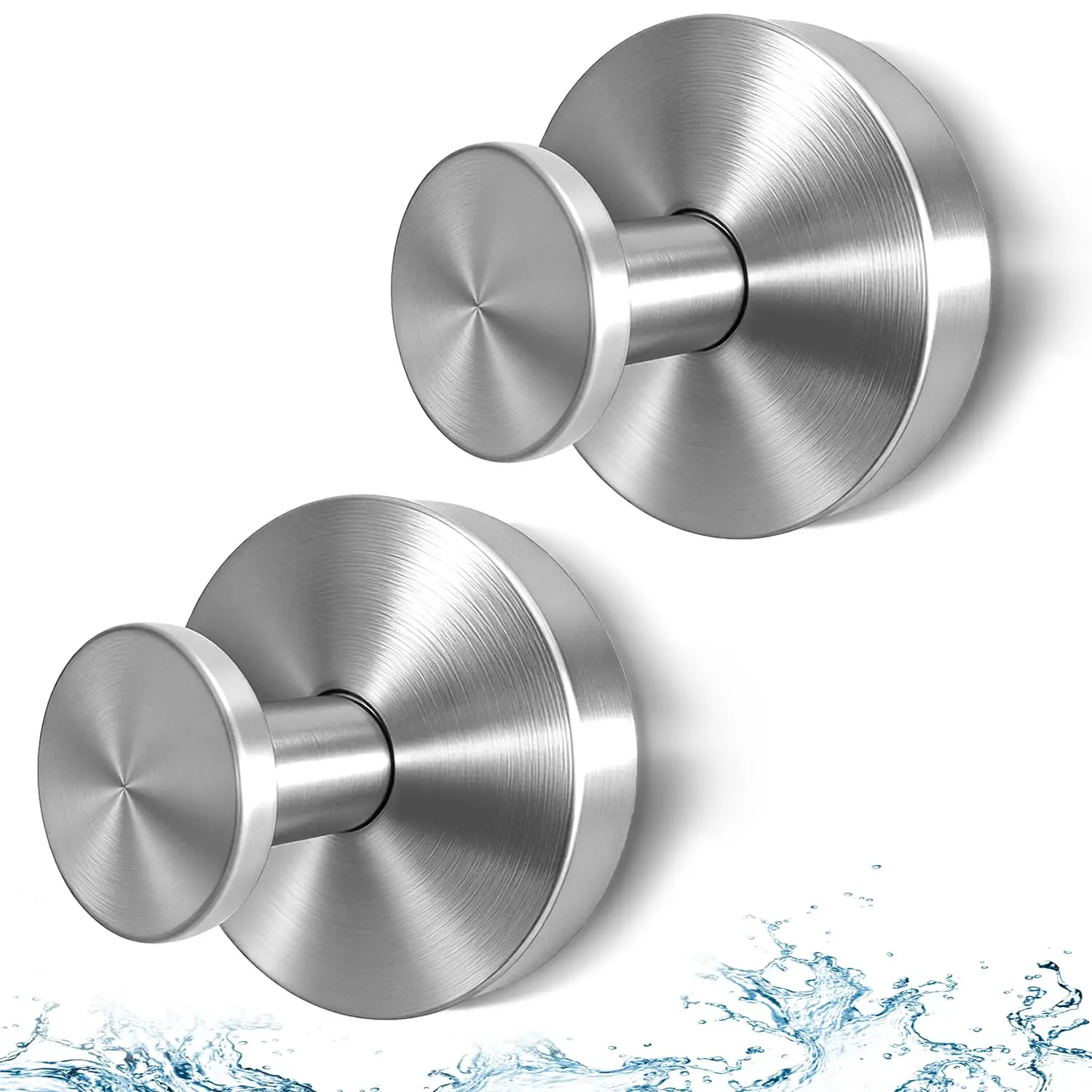 2026 Upgraded Suction Cup Shower Wall Hooks (2 Pack) - Heavy-Duty Vacuum Suction, No-Drill Stainless Steel Rust-Proof Bathroom Organizing Accessories for Glass, Tile, Window
