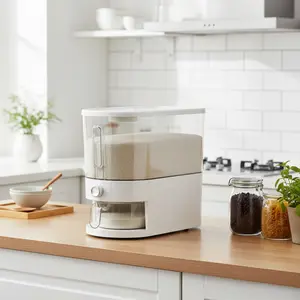 Large Airtight Rice & Cereal Dispenser with Measuring Cup - Insect/Moisture Proof Food Storage Container for Kitchen, Pet Food & Grains