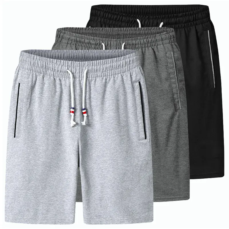 Men's Mid-Waist Loose-Fit Polyester Knit Sweat Shorts - Elastic Drawstring Waistband, Zip Pockets, Knee-Length, Machine Washable Outdoor Wear for Summer Gym Workout & Casual Activities #SummerWins, Polyester Fits, Gym Workout Apparel, Long Shorts