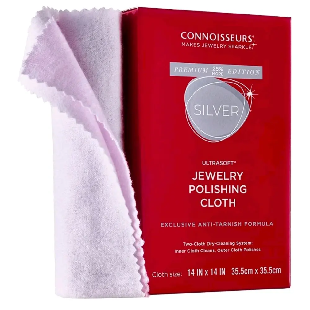 Connoisseur Soft Cotton Silver Jewelry Polishing Cloth, Jewelry Cleaning Cloth That Removes Dirt and Tarnish