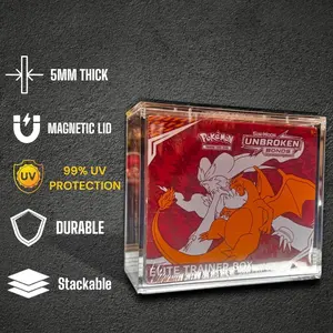 Undead ETB Acrylic Cases 5MM Thick Magnetic Lid 99% UV Protection Durable Stackable Elite Trainer Box