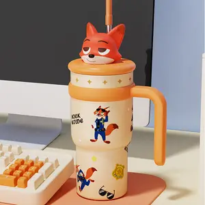 MINISO Disney Zootopia Nick & Judy Insulated Tumbler, 24 Hours Hot & Cold Retention Water Bottle, Cute Character Cup for Daily Use, Travel & Holiday Gift #Zootopia #InsulatedTumbler #DisneyCup