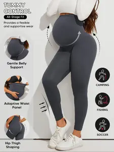 Maternity over Belly Leggings, High Waist Pregnancy Support Pants, Gentle Belly Support, Adaptive Waist Panel, Hip Thigh Shaping, Maternity Clothing, Four-Way Stretch, Soft Breathable Fabric, Casual Style, Fall & Winter, Pregnancy Clothes