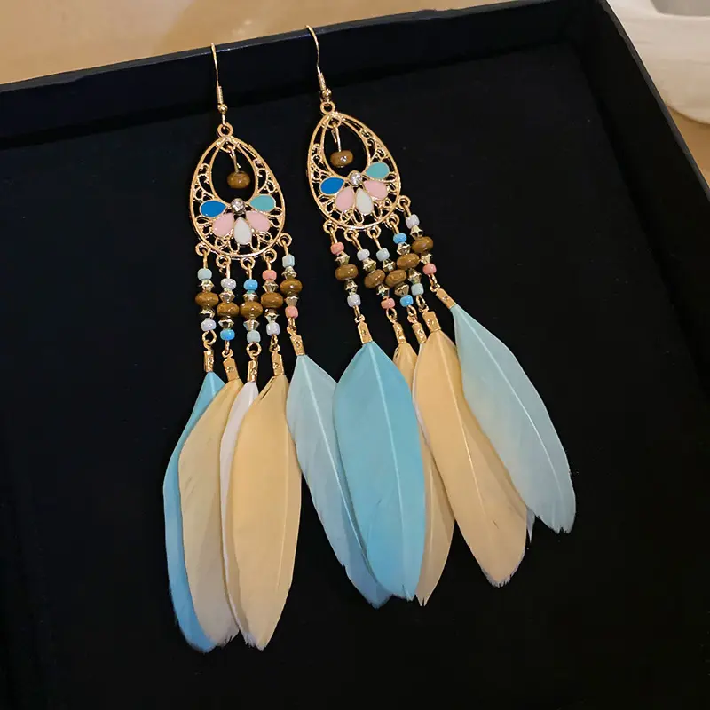 Gold Orange Blue Feather 675