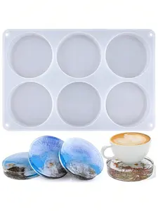 Large Thick Round Resin Coaster Molds for Epoxy Resin Casting, 6-Cavity Silicone Molds for DIY Custom Coasters, Perfect for Resin Art and Home Decoration