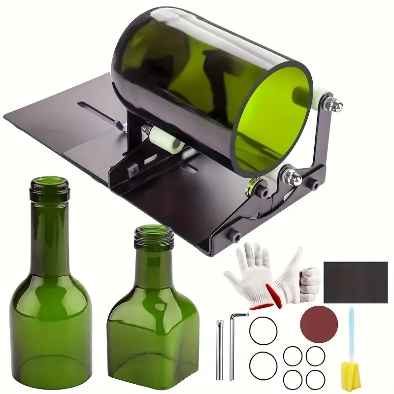 19pcs Manual Glass Bottle Cutter Kit with Stainless DIY Wine & Beer Bottle Cutting Tools - Square/Round Bottle Cutter for Glass Art, Craft, for art & DIY Glass Bottle Cutting (No Required)