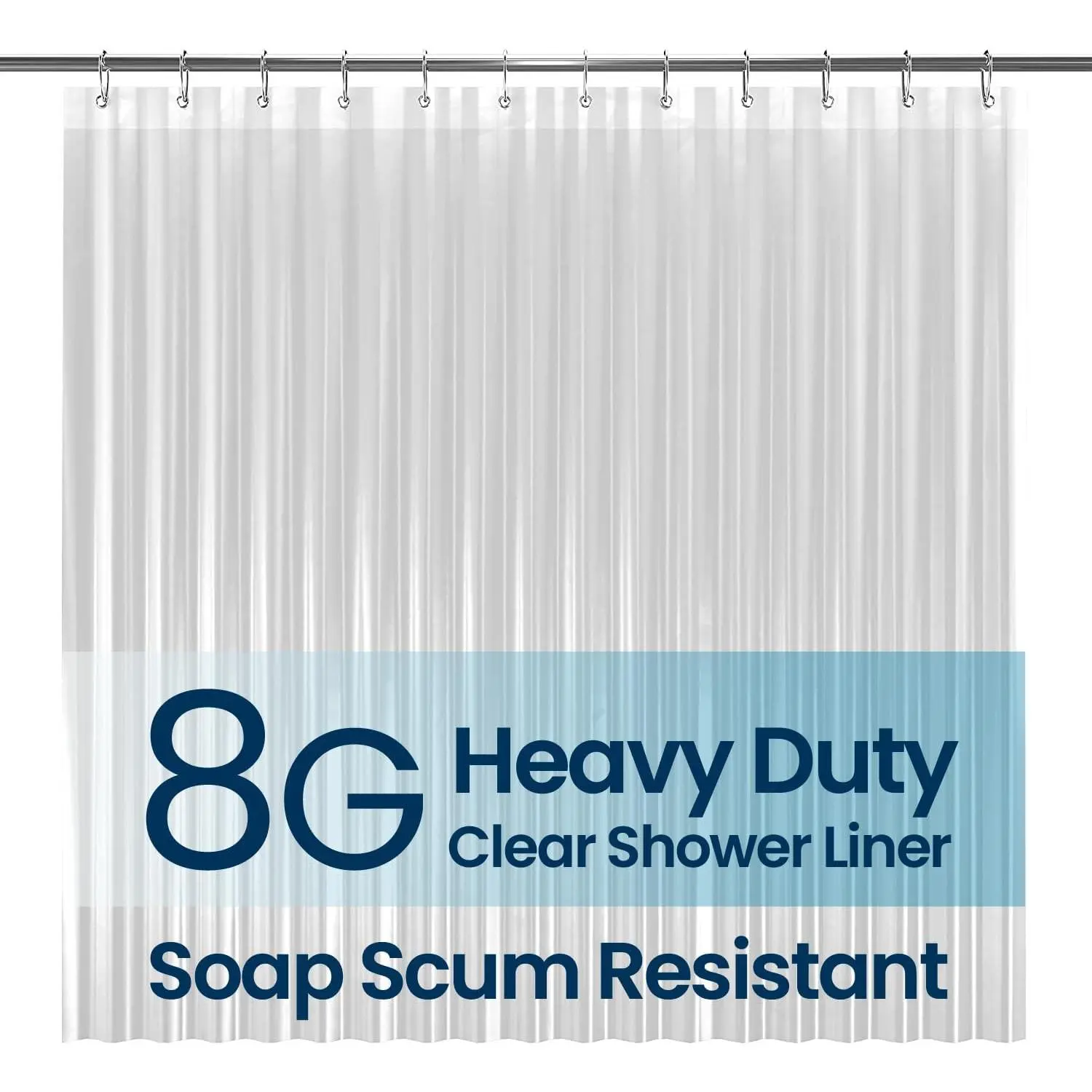 Bathroom Shower Curtain Waterproof Plastic Shower Curtain Premium PEVA Non-Toxic with Rust Proof Grommets Clear 8G Bathroom Accessories 72x72