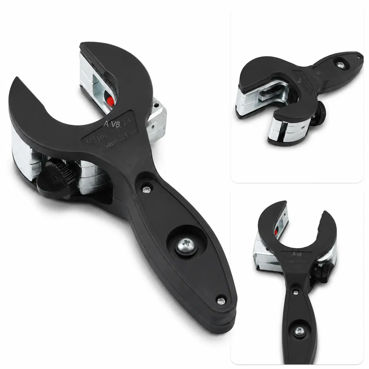 Ratchet Pipe Cutter, One-Hand Tube Cutting Tool for 5/16–1-1/8 Inch Stainless Steel, Copper, Aluminum and Plastic Pipes
