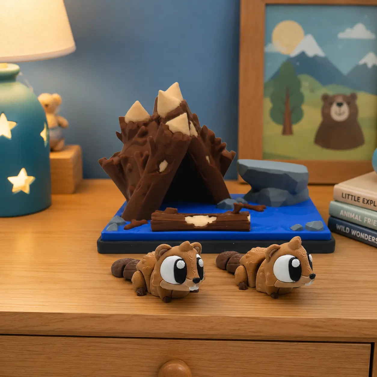 Adorable Beaver Hideout Adventure Set - Desktop Decor Scene Diorama