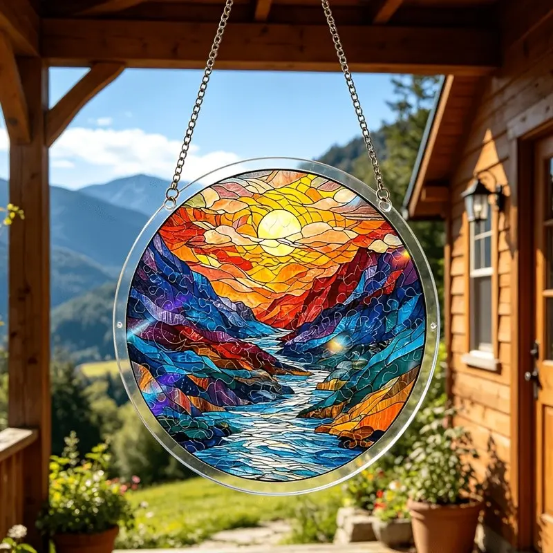 83 pieces of colorful acrylic puzzle - window hanging decoration, 83 pieces suitable for gardens/homes/doors, acrylic light collector kit for adults and teenagers, DIY door and window decoration creative craft gift, atmosphere gift