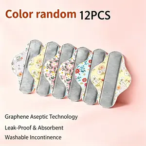 6/12PCS Reusable Incontinence Pads, Washable Reusable Underpad, Waterproof Incontinence Water Pad, Graphene Material, Breathable & Antibacterial for Women and Elderly Care
