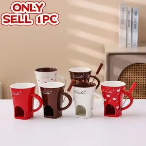 Sweet Chocolate Fondue Cup Set, Chocolate Melting Cups Group, Chocolate Furnace, Includes Forks, Dual Person, Date Night Gift, Mug, Drinkware