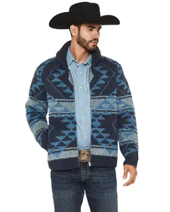 Cody James Men's Carson Southwestern Print Full Zip Wool Sweater - Cjho25sw2-Nvy