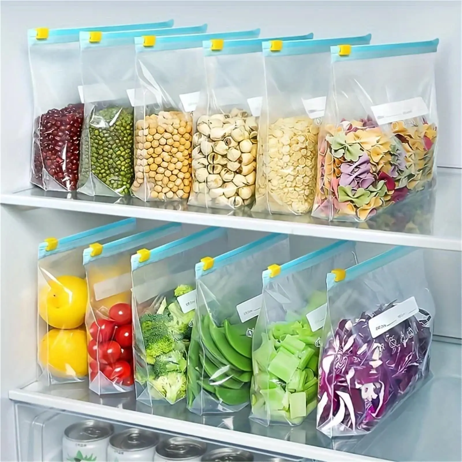 45PCS Reusable Airtight Silicone Zipper Bags Set, Stand-Up Zip-Shut Multipurpose Food Organizer, Kitchen Preserving Pouches for Fruits, Freezer Use, Food Storage, Airtight Food Grade