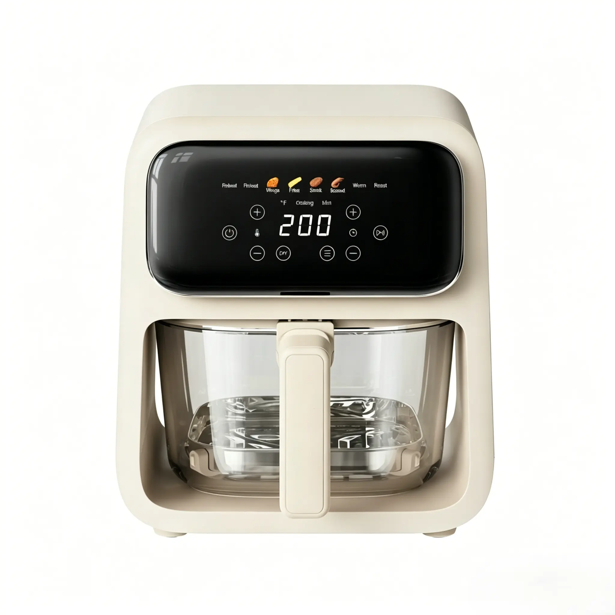 Sweet Dining 4.2QT Non-Toxic Glass Air Fryer - 5mm Tempered Glass, 400°F Air Crisp Tech, Dishwasher Safe, Multifunctional Cooker, Ivory Kitchen Appliances